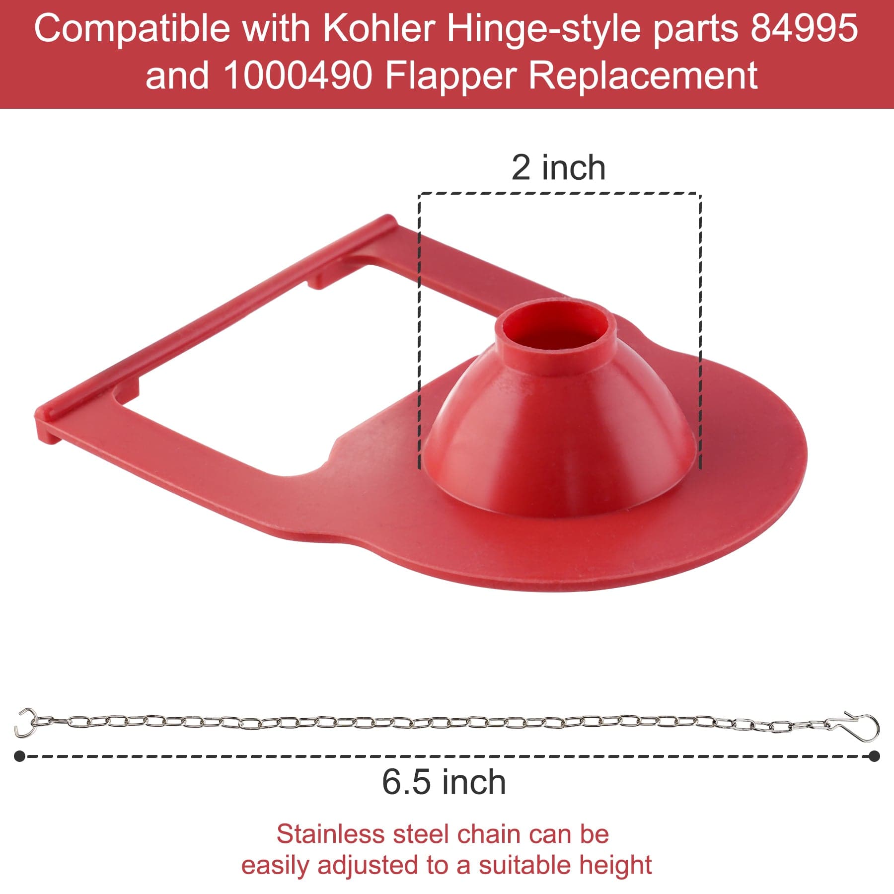 Hibbent Shop Toilet & Bidet Accessories Hibbent 2 Pack 2 Inch Toilet Flapper Replacement Compatible with Kohler Hinge-Style Parts 84995 and 1000490 Toilet Flapper, High Performance with Stainless Chain, Easy to Install Hibbent 2 Pack 2 Inch Toilet Flapper Replacement Compatible with Kohler Hinge-Style Parts 84995 and 1000490 Toilet Flapper, High Performance with Stainless Chain, Easy to Install
