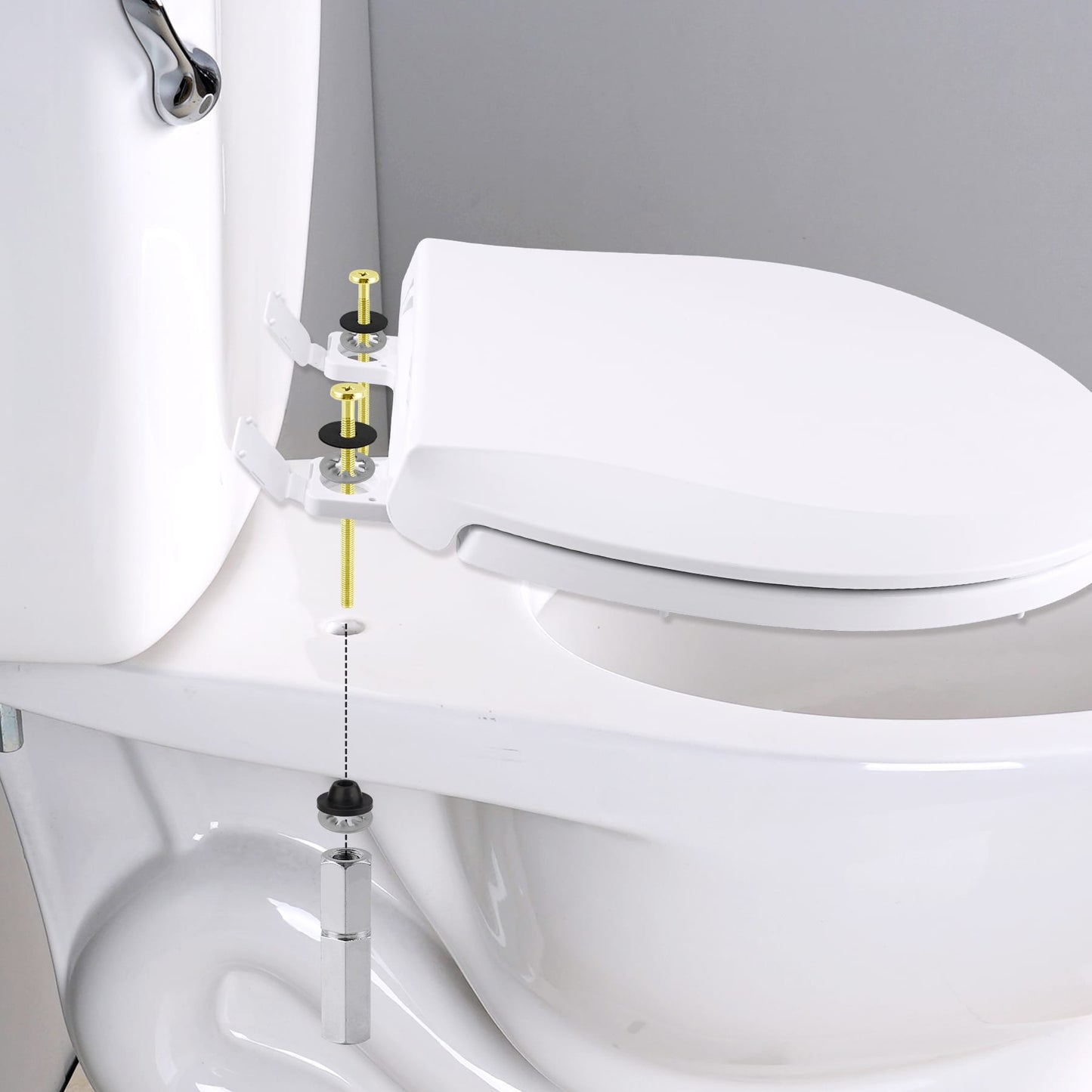 Hibbent Shop Toilet & Bidet Accessories Hibbent 2 PCS Universal Toilet Seat Bolts Kit, Heavy Duty Solid Brass Toilet Bolts with Extra Long Stainless Steel Downlock Nuts Rubber Washers Gaskets, Easy to Install - Bathroom Toilet Repair Screw Hibbent 2 PCS Universal Toilet Seat Bolts Kit, Heavy Duty Solid Brass Toilet Bolts with Extra Long Stainless Steel Downlock Nuts Rubber Washers Gaskets, Easy to Install - Bathroom Toilet Repair Screw