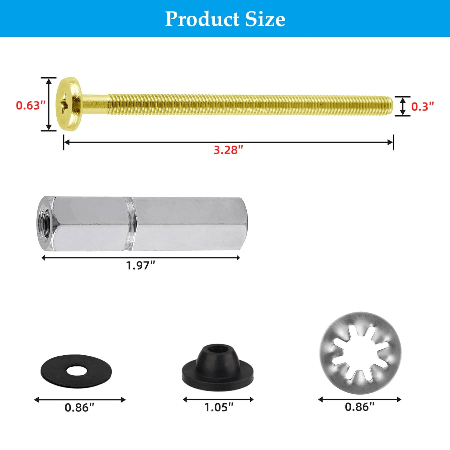 Hibbent Shop Toilet & Bidet Accessories Hibbent 2 PCS Universal Toilet Seat Bolts Kit, Heavy Duty Solid Brass Toilet Bolts with Extra Long Stainless Steel Downlock Nuts Rubber Washers Gaskets, Easy to Install - Bathroom Toilet Repair Screw Hibbent 2 PCS Universal Toilet Seat Bolts Kit, Heavy Duty Solid Brass Toilet Bolts with Extra Long Stainless Steel Downlock Nuts Rubber Washers Gaskets, Easy to Install - Bathroom Toilet Repair Screw