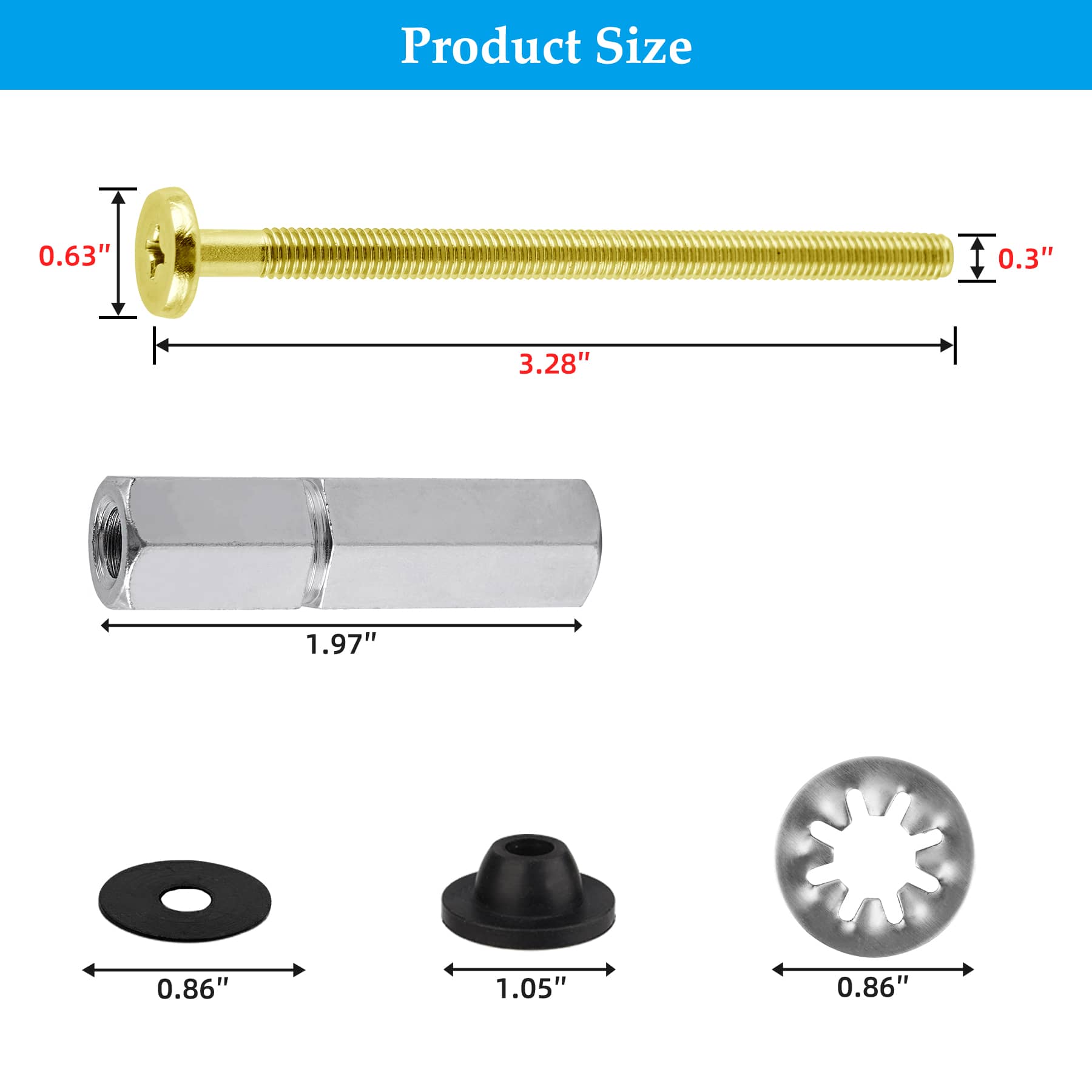 Hibbent Shop Toilet & Bidet Accessories Hibbent 2 PCS Universal Toilet Seat Bolts Kit, Heavy Duty Solid Brass Toilet Bolts with Extra Long Stainless Steel Downlock Nuts Rubber Washers Gaskets, Easy to Install - Bathroom Toilet Repair Screw Hibbent 2 PCS Universal Toilet Seat Bolts Kit, Heavy Duty Solid Brass Toilet Bolts with Extra Long Stainless Steel Downlock Nuts Rubber Washers Gaskets, Easy to Install - Bathroom Toilet Repair Screw