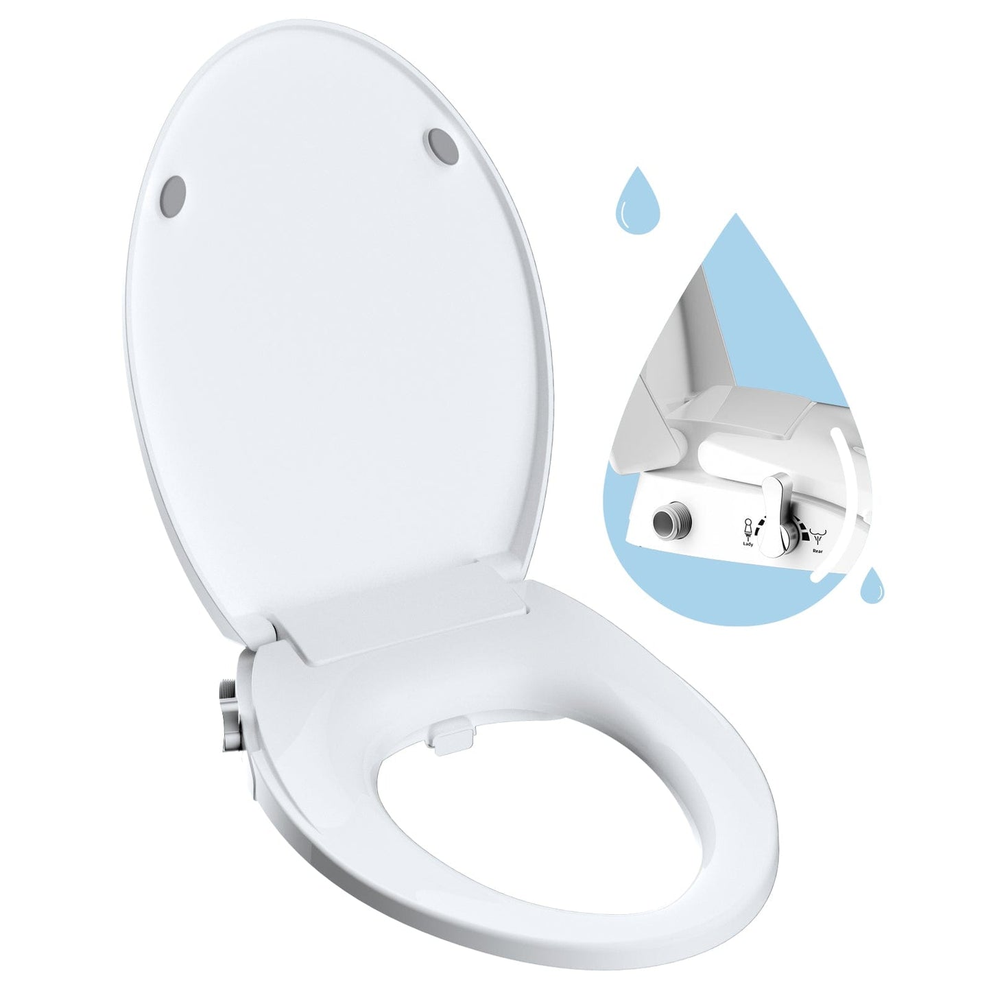 Hibbent Shop Toilet Seats Hibbent Round Bidet Toilet Seat with Slow Close, Non-Electric Bidet Attachment for Toilet Seat with Dual Nozzle, Bidet Sprayer with Adjustable Self-Cleaning Nozzles, Brass T Adapter Hibbent Round Bidet Toilet Seat with Slow Close, Non-Electric Bidet Attachment for Toilet Seat with Dual Nozzle, Bidet Sprayer with Adjustable Self-Cleaning Nozzles, Brass T Adapter