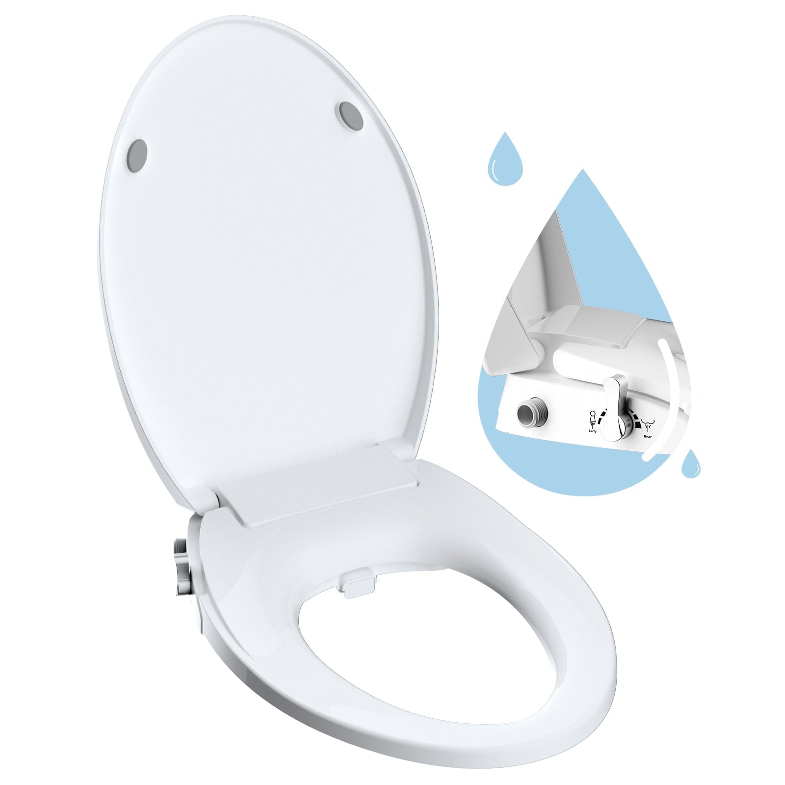 Hibbent Shop Toilet Seats Hibbent Round Bidet Toilet Seat with Slow Close, Non-Electric Bidet Attachment for Toilet Seat with Dual Nozzle, Bidet Sprayer with Adjustable Self-Cleaning Nozzles, Brass T Adapter Hibbent Round Bidet Toilet Seat with Slow Close, Non-Electric Bidet Attachment for Toilet Seat with Dual Nozzle, Bidet Sprayer with Adjustable Self-Cleaning Nozzles, Brass T Adapter