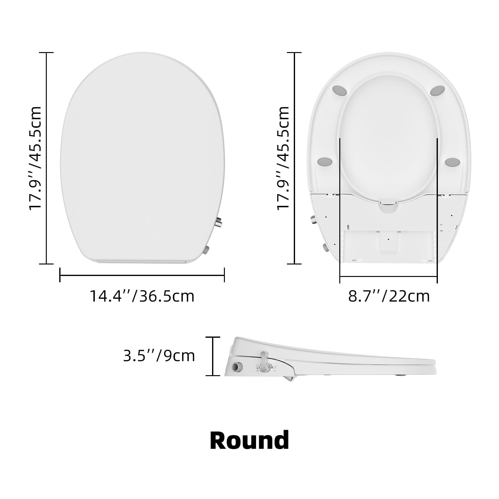 Hibbent Shop Toilet Seats Hibbent Round Bidet Toilet Seat with Slow Close, Non-Electric Bidet Attachment for Toilet Seat with Dual Nozzle, Bidet Sprayer with Adjustable Self-Cleaning Nozzles, Brass T Adapter Hibbent Round Bidet Toilet Seat with Slow Close, Non-Electric Bidet Attachment for Toilet Seat with Dual Nozzle, Bidet Sprayer with Adjustable Self-Cleaning Nozzles, Brass T Adapter