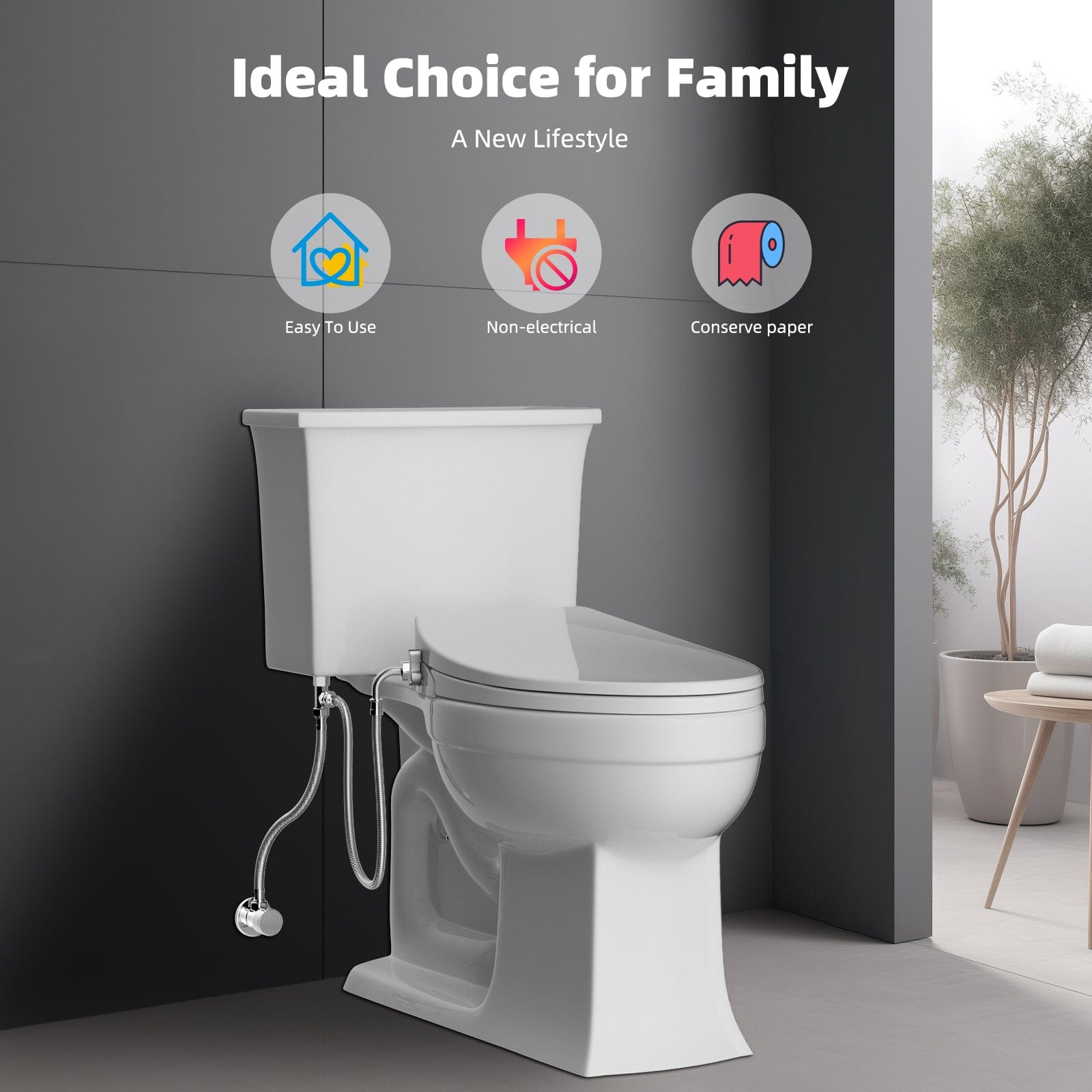 Hibbent Shop Toilet Seats Hibbent Round Bidet Toilet Seat with Slow Close, Non-Electric Bidet Attachment for Toilet Seat with Dual Nozzle, Bidet Sprayer with Adjustable Self-Cleaning Nozzles, Brass T Adapter Hibbent Round Bidet Toilet Seat with Slow Close, Non-Electric Bidet Attachment for Toilet Seat with Dual Nozzle, Bidet Sprayer with Adjustable Self-Cleaning Nozzles, Brass T Adapter