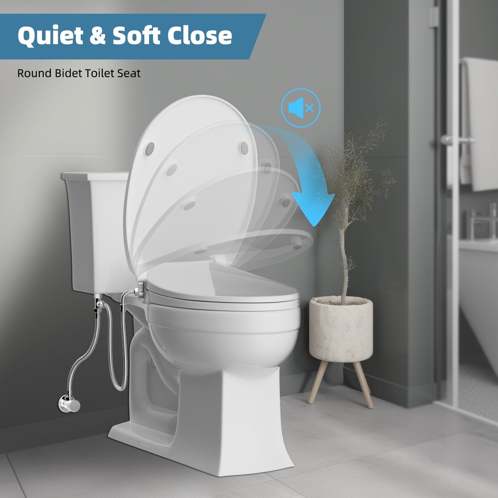 Hibbent Shop Toilet Seats Hibbent Round Bidet Toilet Seat with Slow Close, Non-Electric Bidet Attachment for Toilet Seat with Dual Nozzle, Bidet Sprayer with Adjustable Self-Cleaning Nozzles, Brass T Adapter Hibbent Round Bidet Toilet Seat with Slow Close, Non-Electric Bidet Attachment for Toilet Seat with Dual Nozzle, Bidet Sprayer with Adjustable Self-Cleaning Nozzles, Brass T Adapter