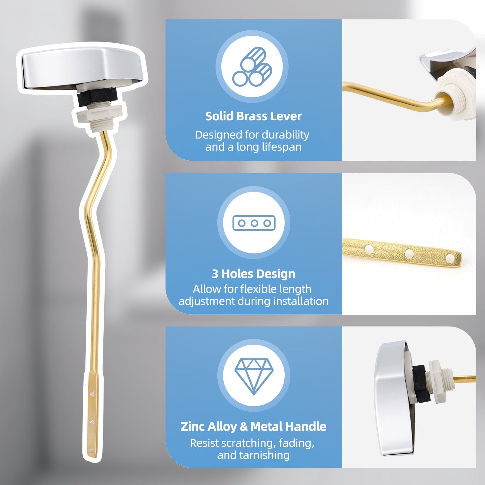 Hibbent Shop Toilet Tank Levers Hibbent 2 Pack Toilet Handle Replacement Compatible with TOTOTHU004-CP Trip Lvr for ST701, CST854, Side Mount Toilet Flush Handle, Tank Flush Lever, Chrome Hibbent 2 Pack Toilet Handle Replacement Compatible with TOTOTHU004-CP Trip Lvr for ST701, CST854, Side Mount Toilet Flush Handle, Tank Flush Lever, Chrome