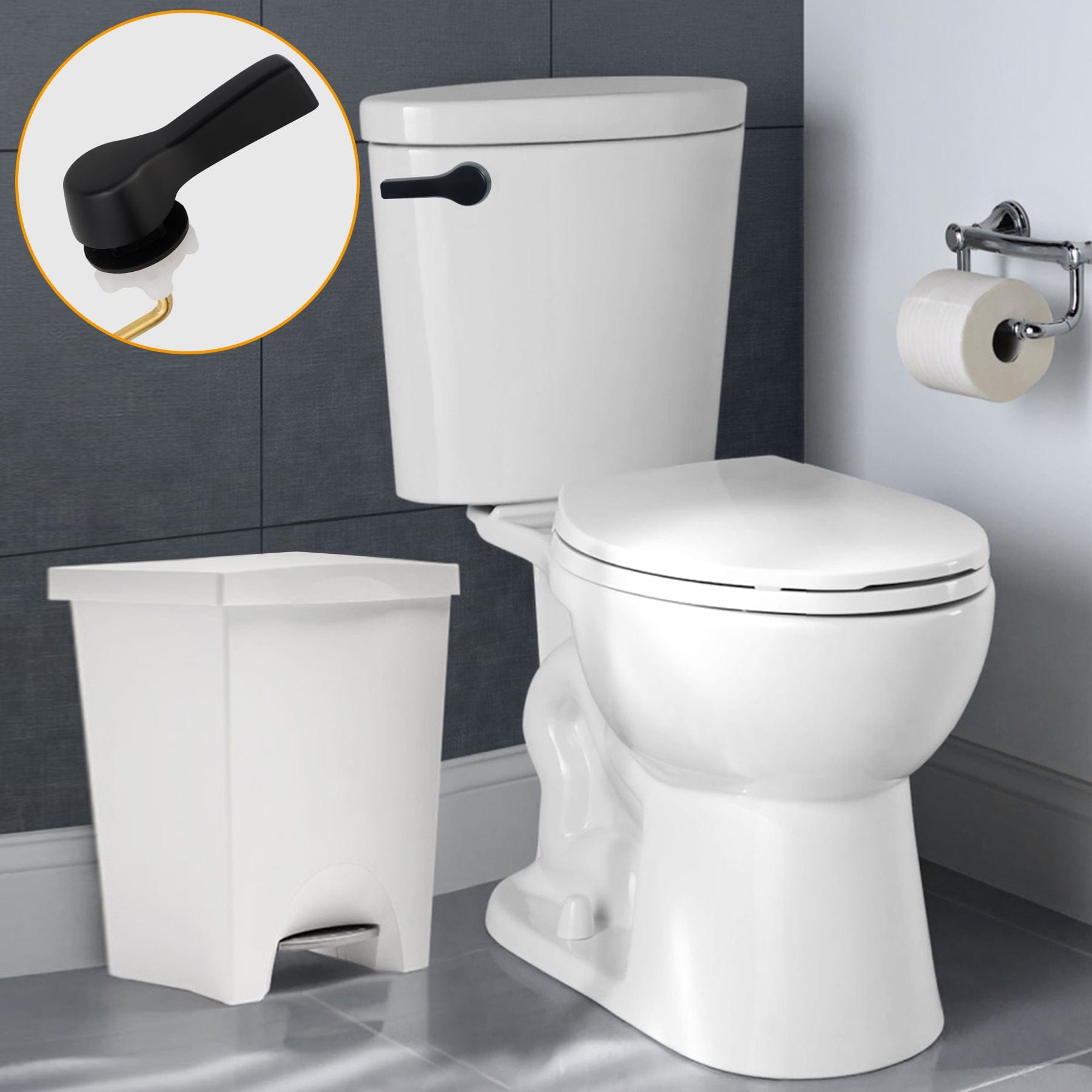 Hibbent Shop Toilet Tank Levers Hibbent 2 Pack Universal Front Mount Toilet Handle Tank Flush Lever Replacement Handle with 2 Pieces Stainless Steel Flapper Chains for Most Front Mount Toilets - Matte Black Finish Hibbent 2 Pack Universal Front Mount Toilet Handle Tank Flush Lever Replacement Handle with 2 Pieces Stainless Steel Flapper Chains for Most Front Mount Toilets - Matte Black Finish