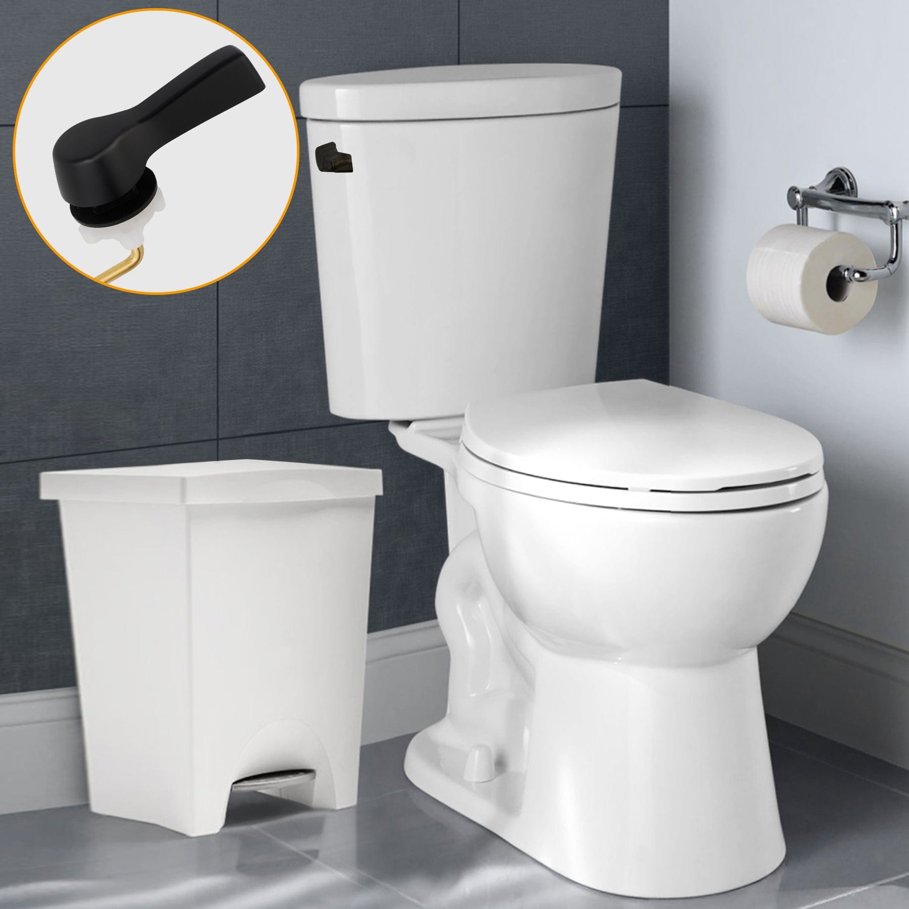 Hibbent Shop Toilet Tank Levers Hibbent 2 Pack Universal Side Mount Toilet Handle Angle-Mount Adjustable Tank Flush Lever Replacement Handle with 2 Pieces Stainless Steel Flapper Chains for Most Side Mount Toilets-Matte Black Hibbent 2 Pack Universal Side Mount Toilet Handle Angle-Mount Adjustable Tank Flush Lever Replacement Handle with 2 Pieces Stainless Steel Flapper Chains for Most Side Mount Toilets-Matte Black
