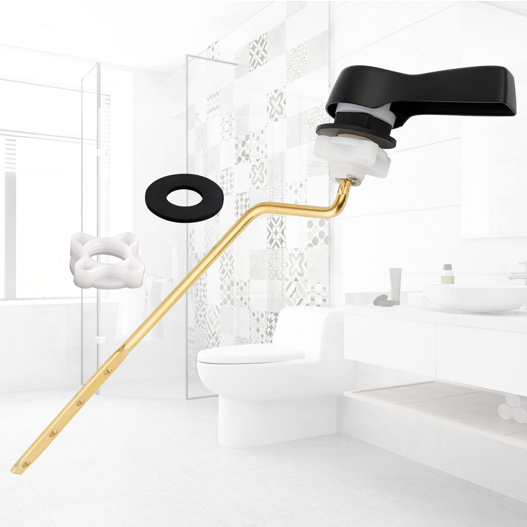 Hibbent Shop Toilet Tank Levers Hibbent 2 Pack Universal Side Mount Toilet Handle Angle-Mount Adjustable Tank Flush Lever Replacement Handle with 2 Pieces Stainless Steel Flapper Chains for Most Side Mount Toilets-Matte Black Hibbent 2 Pack Universal Side Mount Toilet Handle Angle-Mount Adjustable Tank Flush Lever Replacement Handle with 2 Pieces Stainless Steel Flapper Chains for Most Side Mount Toilets-Matte Black
