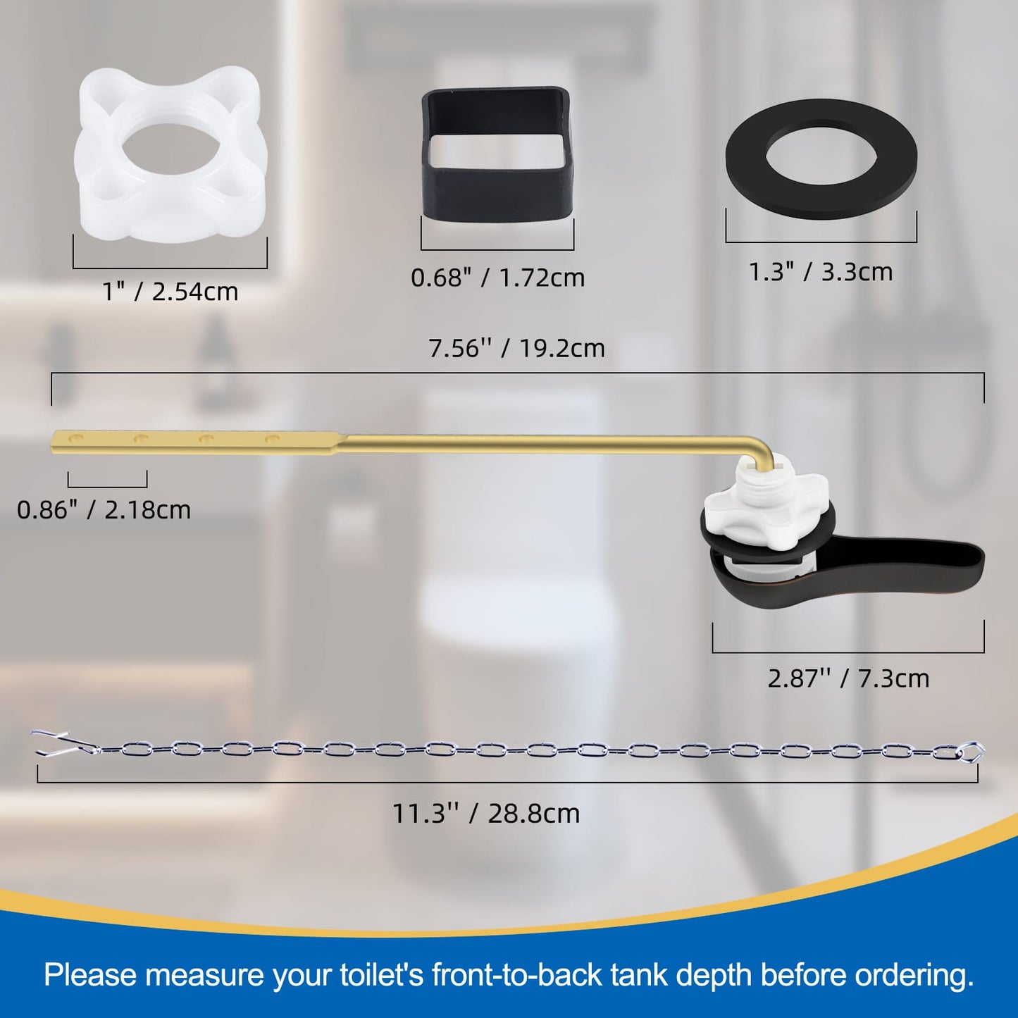 Hibbent Shop Toilet Tank Levers Hibbent Metal Front Mount Toilet Handle Replacement Kit, Metal Flush Lever, Universal Toilet Flush Handle Fits Front-Mount Tanks, Stainless Steel Flapper Chains, 4 Adjustable Holes, Oil Rubbed Bronze Hibbent Metal Front Mount Toilet Handle Replacement Kit, Metal Flush Lever, Universal Toilet Flush Handle Fits Front-Mount Tanks, Stainless Steel Flapper Chains, 4 Adjustable Holes, Oil Rubbed Bronze