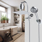 Hibbent Shower Heads Hibbent All Metal 10'' Dual Filtered Rainfall Shower Head Combo, High Pressure Handheld Shower Head with 12'' Adjustable Curved Extension Arm, 20 Stage Shower Filter, 10-spray, 71'' Hose