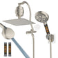 Hibbent Shower Heads Hibbent All Metal 10'' Dual Filtered Rainfall Shower Head Combo, High Pressure Handheld Shower Head with 12'' Adjustable Curved Extension Arm, 20 Stage Shower Filter, 10-spray, 71'' Hose
