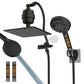 Hibbent Shower Heads Hibbent All Metal 10'' Dual Filtered Rainfall Shower Head Combo, High Pressure Handheld Shower Head with 12'' Adjustable Curved Extension Arm, 20 Stage Shower Filter, 10-spray, 71'' Hose
