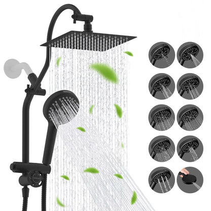 Hibbent Shower Heads Hibbent cUPC Certified All Metal 8" Rainfall Showerhead Combo, High Pressure Shower Head with 10-Spray Mode Handheld, Innovative 4-way Diverter with Pause Mode, 71'' Shower Hose and Holder Hibbent cUPC Certified All Metal 8" Rainfall Showerhead Combo, High Pressure Shower Head with 10-Spray Mode Handheld, Innovative 4-way Diverter with Pause Mode, 71'' Shower Hose and Holder