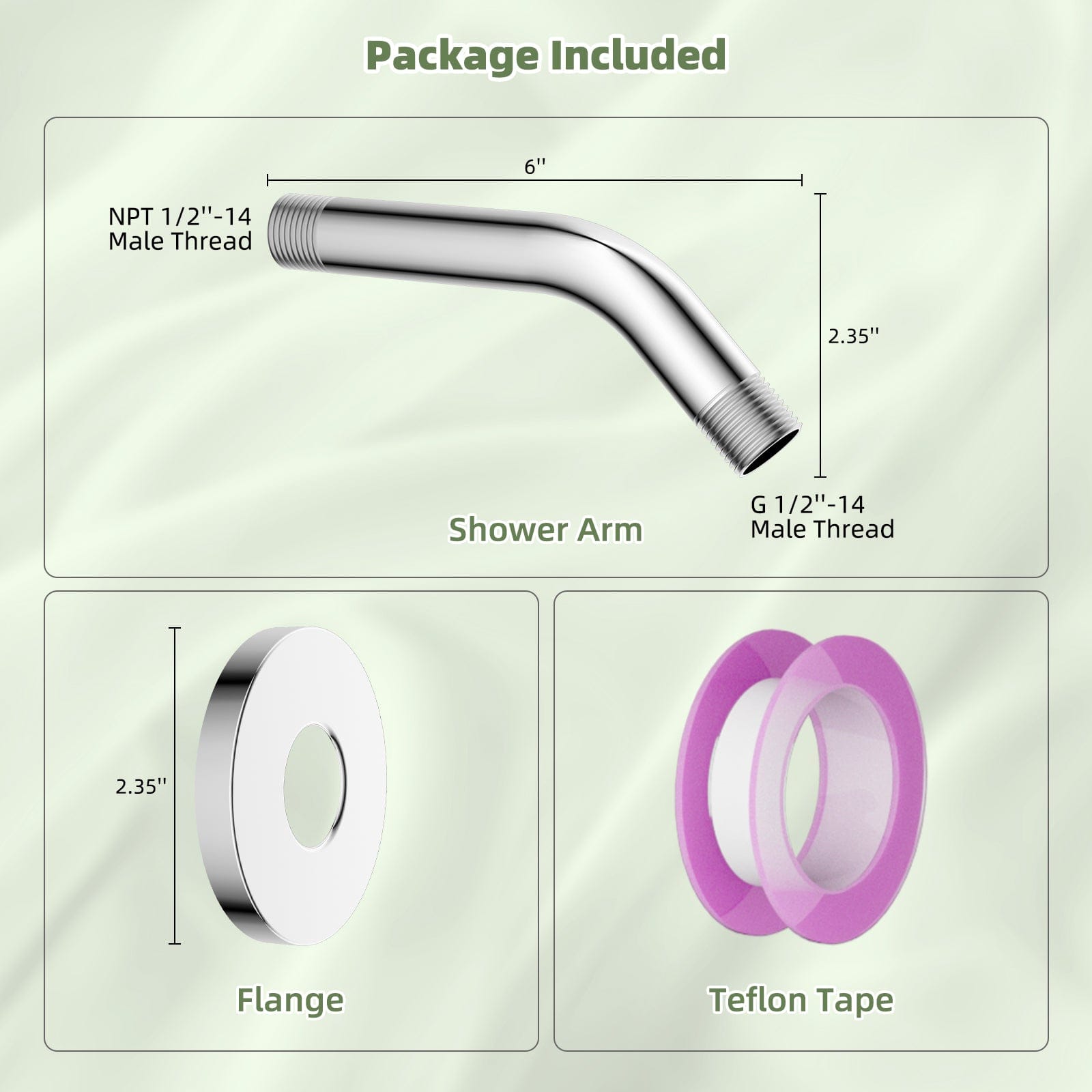 Hibbent Shower Parts Hibbent 6 Inch All Metal Shower Arm with Flange, Solid Brass Shower Head Extension, Pipe Arm Extender, Wall-Mounted Shower Water Outlet Tube with Teflon Tape for Fixed Bathroom Shower Head Hibbent 6 Inch All Metal Shower Arm with Flange, Solid Brass Shower Head Extension, Pipe Arm Extender, Wall-Mounted Shower Water Outlet Tube with Teflon Tape for Fixed Bathroom Shower Head