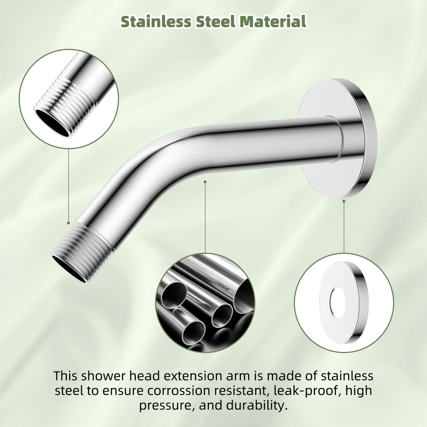 Hibbent Shower Parts Hibbent 6 Inch All Metal Shower Arm with Flange, Solid Brass Shower Head Extension, Pipe Arm Extender, Wall-Mounted Shower Water Outlet Tube with Teflon Tape for Fixed Bathroom Shower Head Hibbent 6 Inch All Metal Shower Arm with Flange, Solid Brass Shower Head Extension, Pipe Arm Extender, Wall-Mounted Shower Water Outlet Tube with Teflon Tape for Fixed Bathroom Shower Head