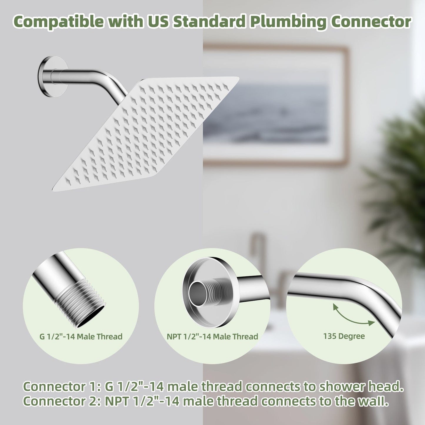 Hibbent Shower Parts Hibbent 6 Inch All Metal Shower Arm with Flange, Solid Brass Shower Head Extension, Pipe Arm Extender, Wall-Mounted Shower Water Outlet Tube with Teflon Tape for Fixed Bathroom Shower Head Hibbent 6 Inch All Metal Shower Arm with Flange, Solid Brass Shower Head Extension, Pipe Arm Extender, Wall-Mounted Shower Water Outlet Tube with Teflon Tape for Fixed Bathroom Shower Head