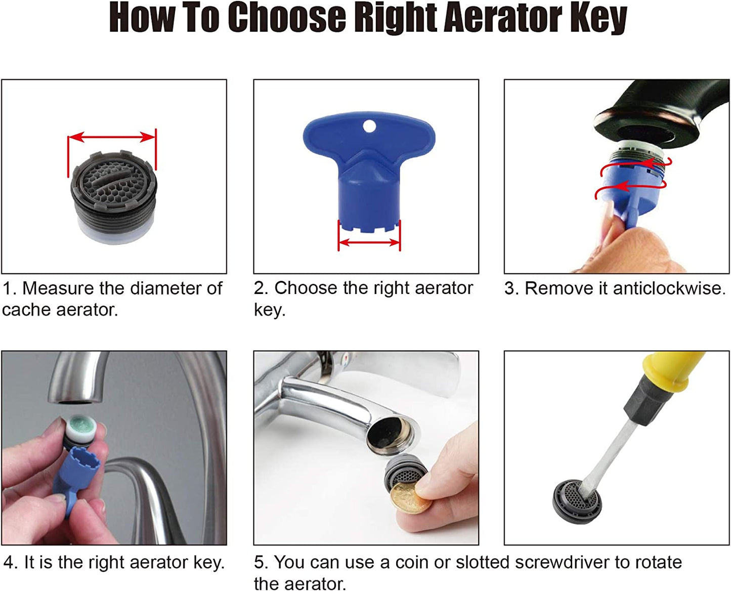 Hibbent 龙头配件 12 Pcs Cache Aerators with Key Removal Wrench Tool Cache Aerators Replacement Tap Aerators Flow Restrictor