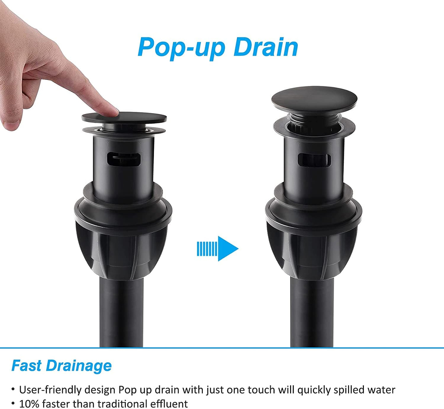Hibbent 排水装置 2 Pack Push and Seal Pop Up Drain Stopper with Overflow for Bathroom Sink Faucet Vessel Vanity