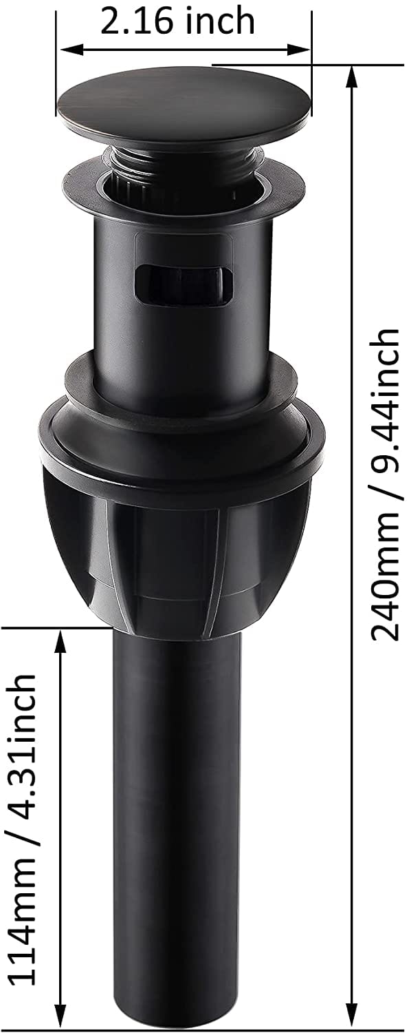 Hibbent 排水装置 2 Pack Push and Seal Pop Up Drain Stopper with Overflow for Bathroom Sink Faucet Vessel Vanity