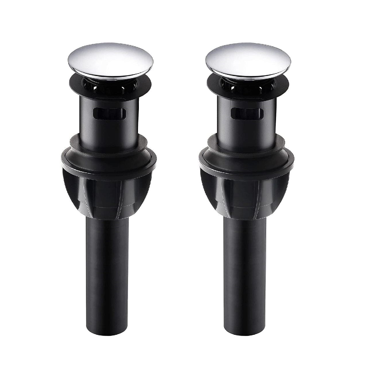Hibbent 排水装置 2 Pack Push and Seal Pop Up Drain Stopper with Overflow for Bathroom Sink Faucet Vessel Vanity