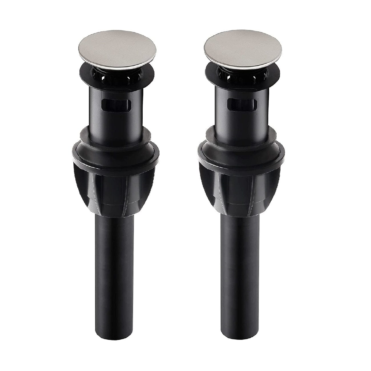 Hibbent 排水装置 2 Pack Push and Seal Pop Up Drain Stopper with Overflow for Bathroom Sink Faucet Vessel Vanity