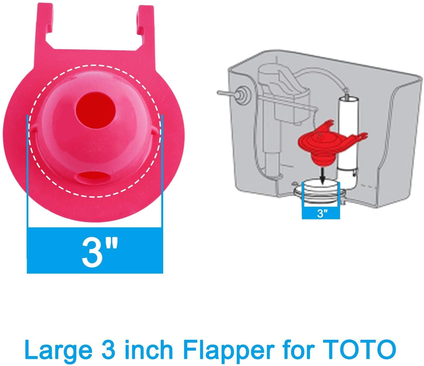 Hibbent 浮球活栓与挡板 Hibbent 2 Pack Large 3-Inch Toilet Flapper Replacement Compatible with TOTO flapper Model G-Max, THU138S, THU175S and THU331S