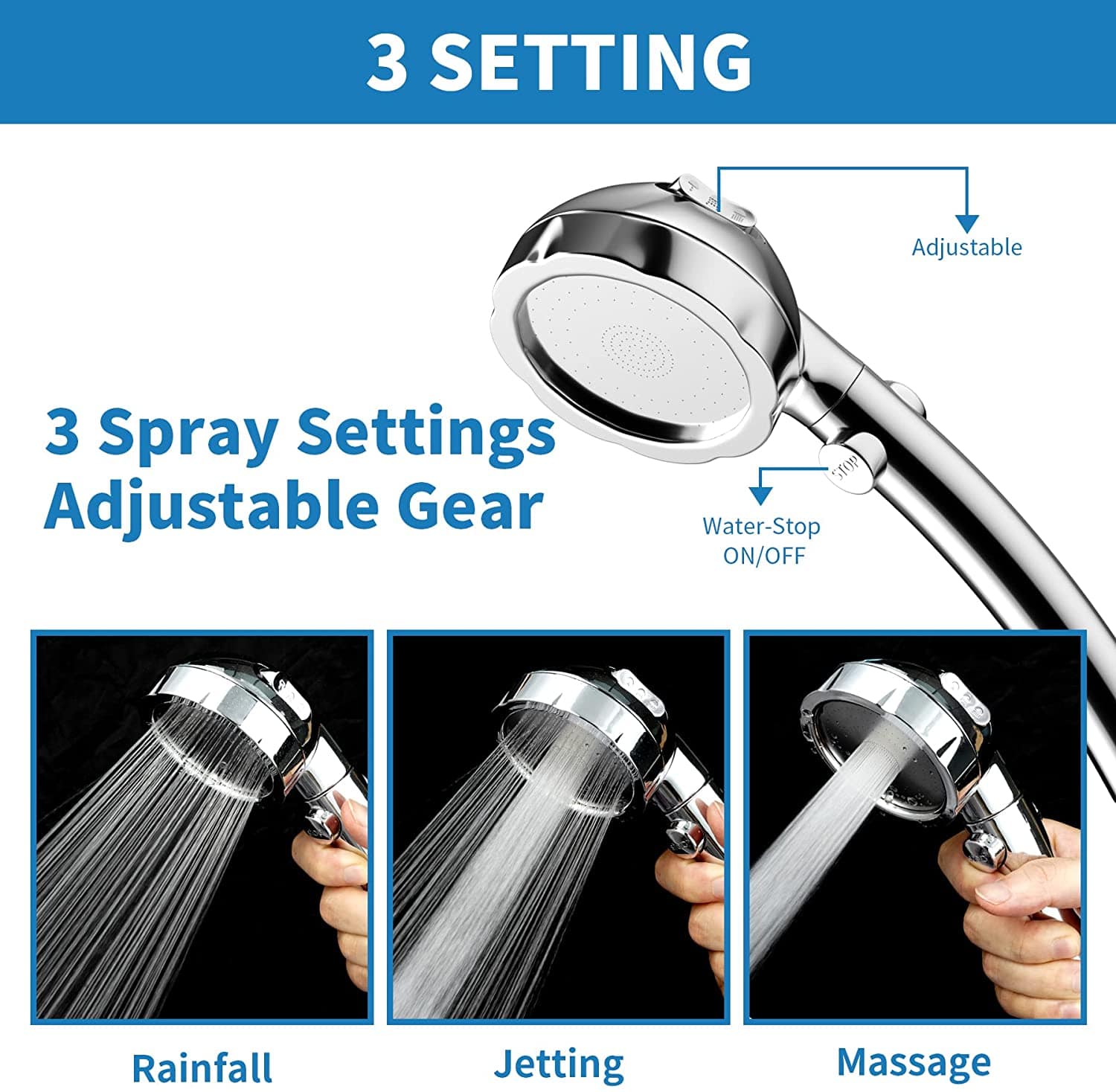 Hibbent 花洒 Hibbent Dog Shower Head with Hose & Aerator Adapter Hand Held Shower Head with 90-inch Hose