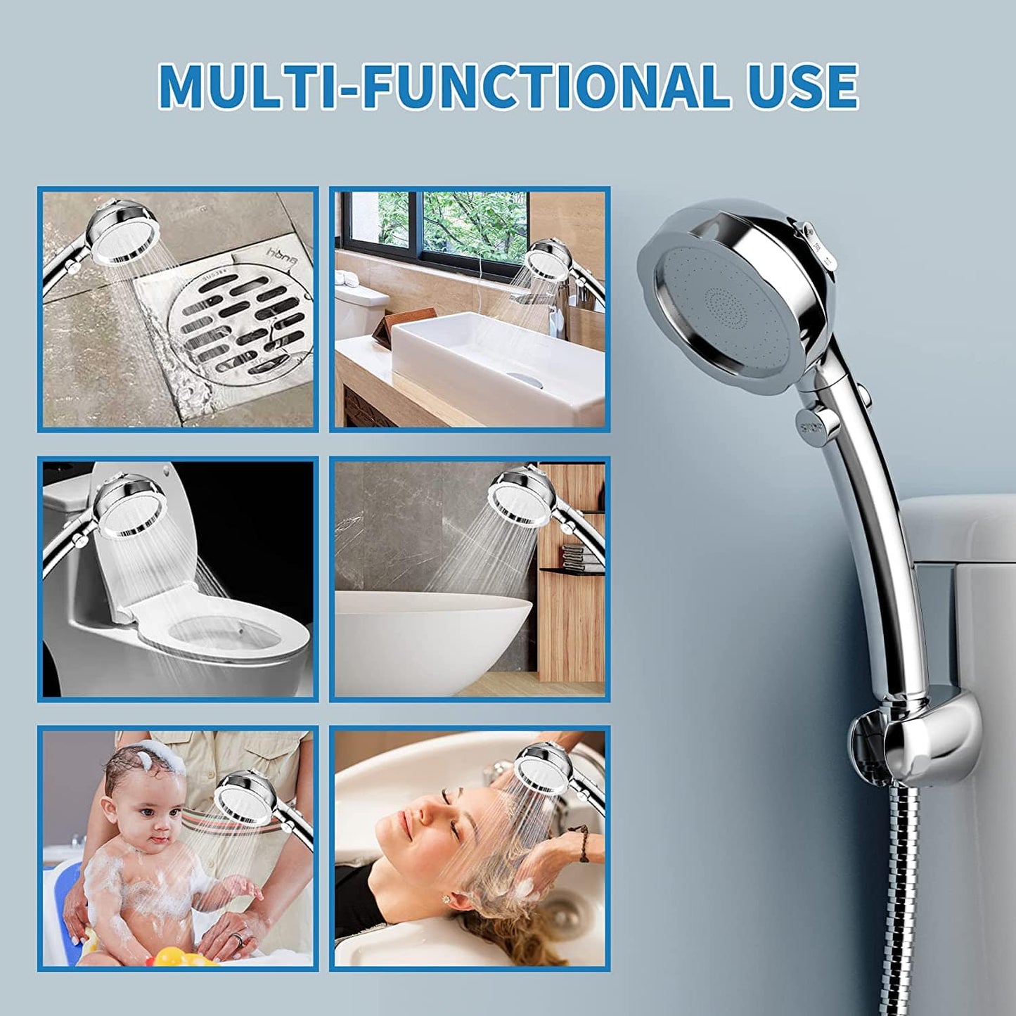 Hibbent 花洒 Hibbent Dog Shower Head with Hose & Aerator Adapter Hand Held Shower Head with 90-inch Hose