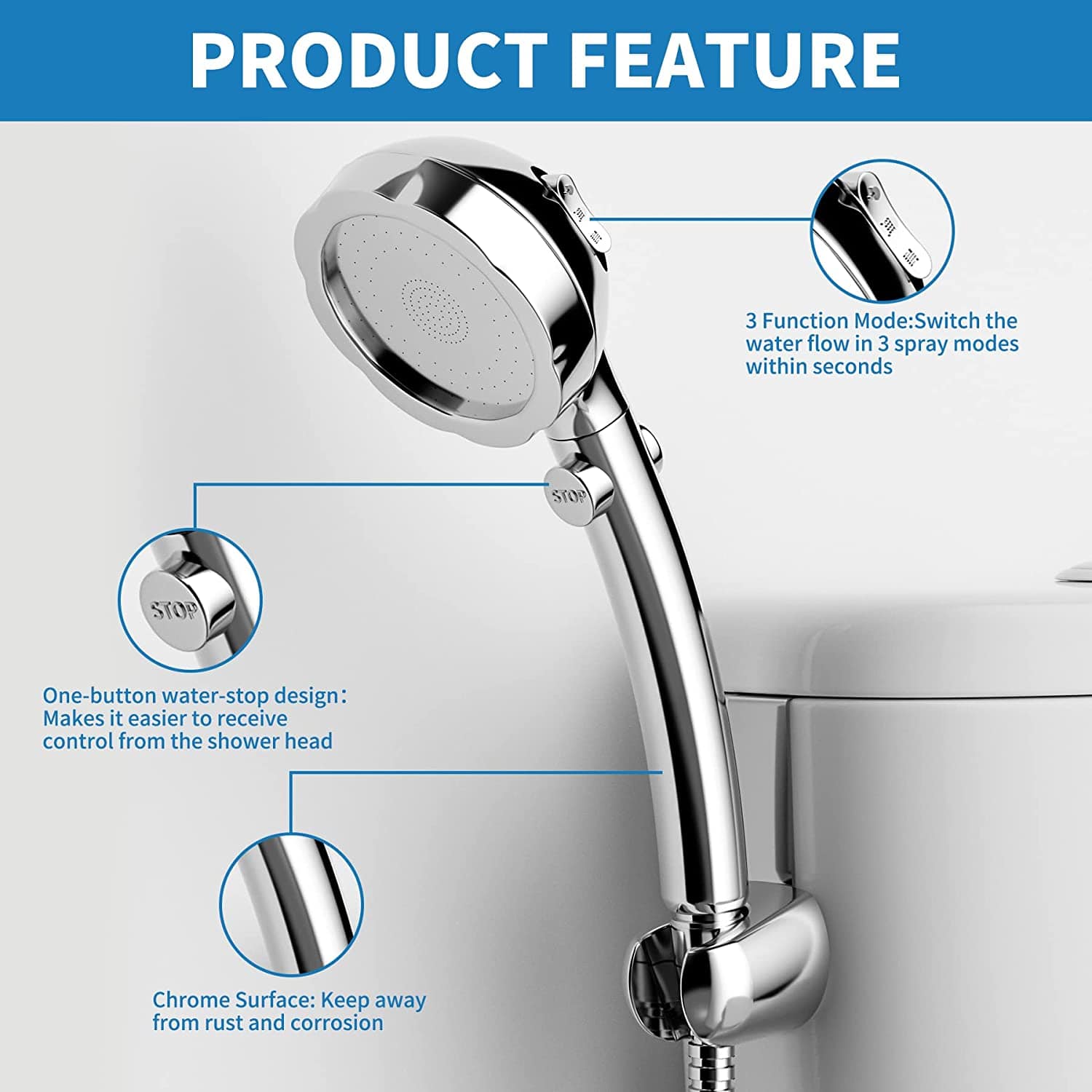 Hibbent 花洒 Hibbent Dog Shower Head with Hose & Aerator Adapter Hand Held Shower Head with 90-inch Hose