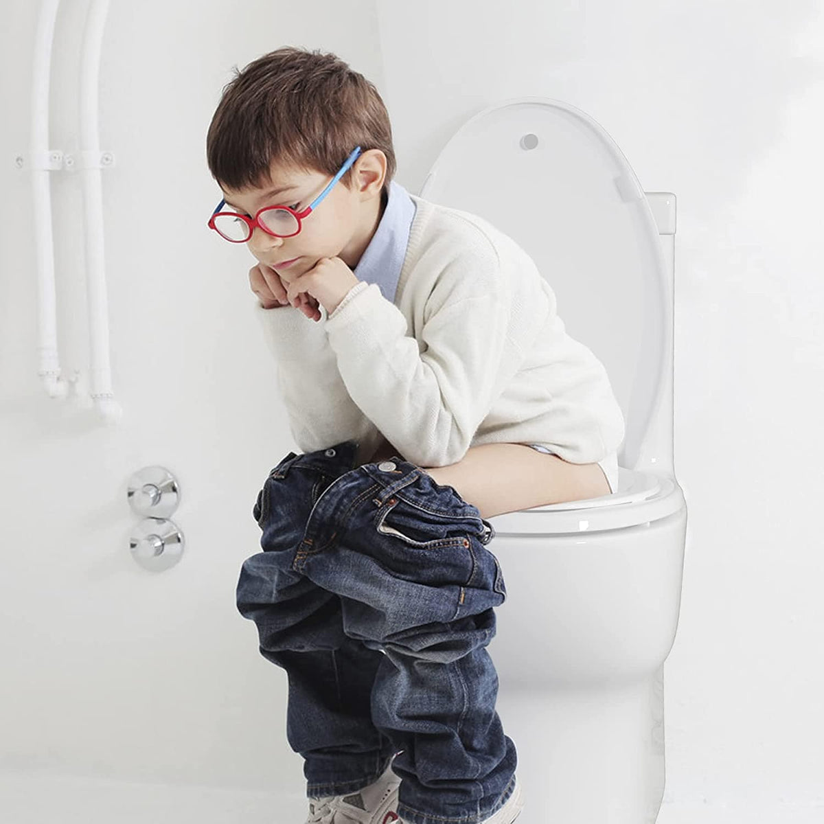 Hibbent Elongated Toilet Seat with Built-in Potty Training Seat Magnet
