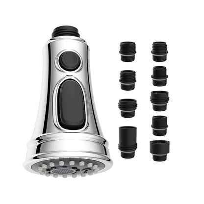 Hibbent 龙头配件 Hibbent Kitchen Faucet Head Replacement Pull Down Faucet Spray Head, 3 Function Faucet Sprayer Nozzle with 9 Adapters Compatible with Moen, American Standard, Delta, Kohler Faucets