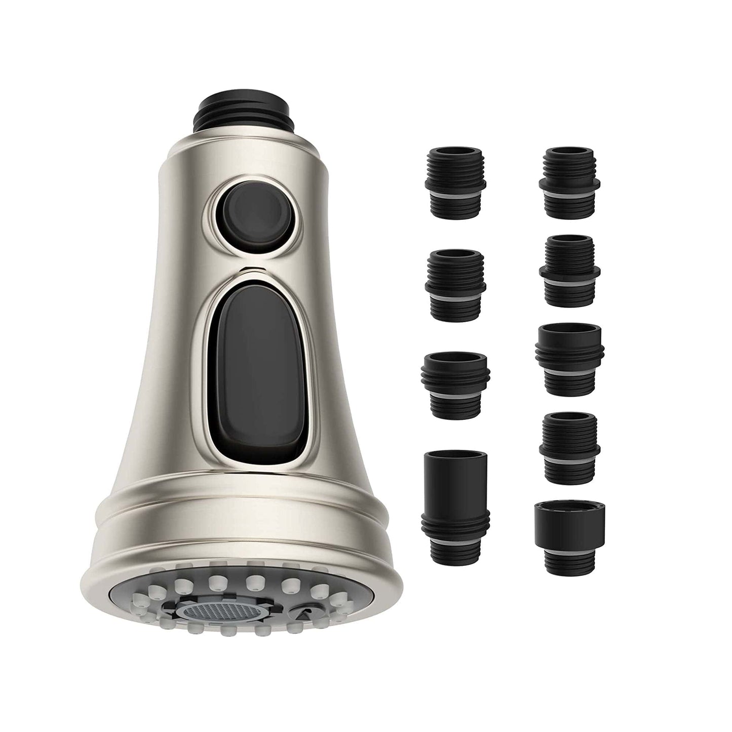 Hibbent 龙头配件 Hibbent Kitchen Faucet Head Replacement Pull Down Faucet Spray Head, 3 Function Faucet Sprayer Nozzle with 9 Adapters Compatible with Moen, American Standard, Delta, Kohler Faucets