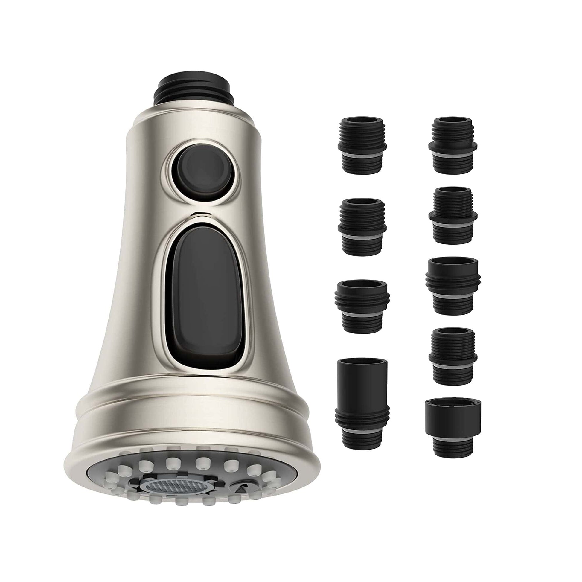Hibbent 龙头配件 Hibbent Kitchen Faucet Head Replacement Pull Down Faucet Spray Head, 3 Function Faucet Sprayer Nozzle with 9 Adapters Compatible with Moen, American Standard, Delta, Kohler Faucets