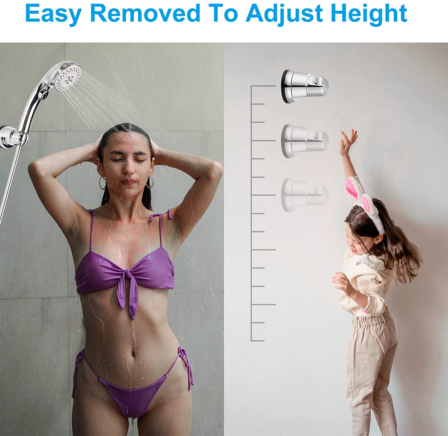 Hibbent 淋浴部件 Hibbent Shower Head Holder Removable Vacuum Suction Cup Shower Holder for Handheld Shower Head