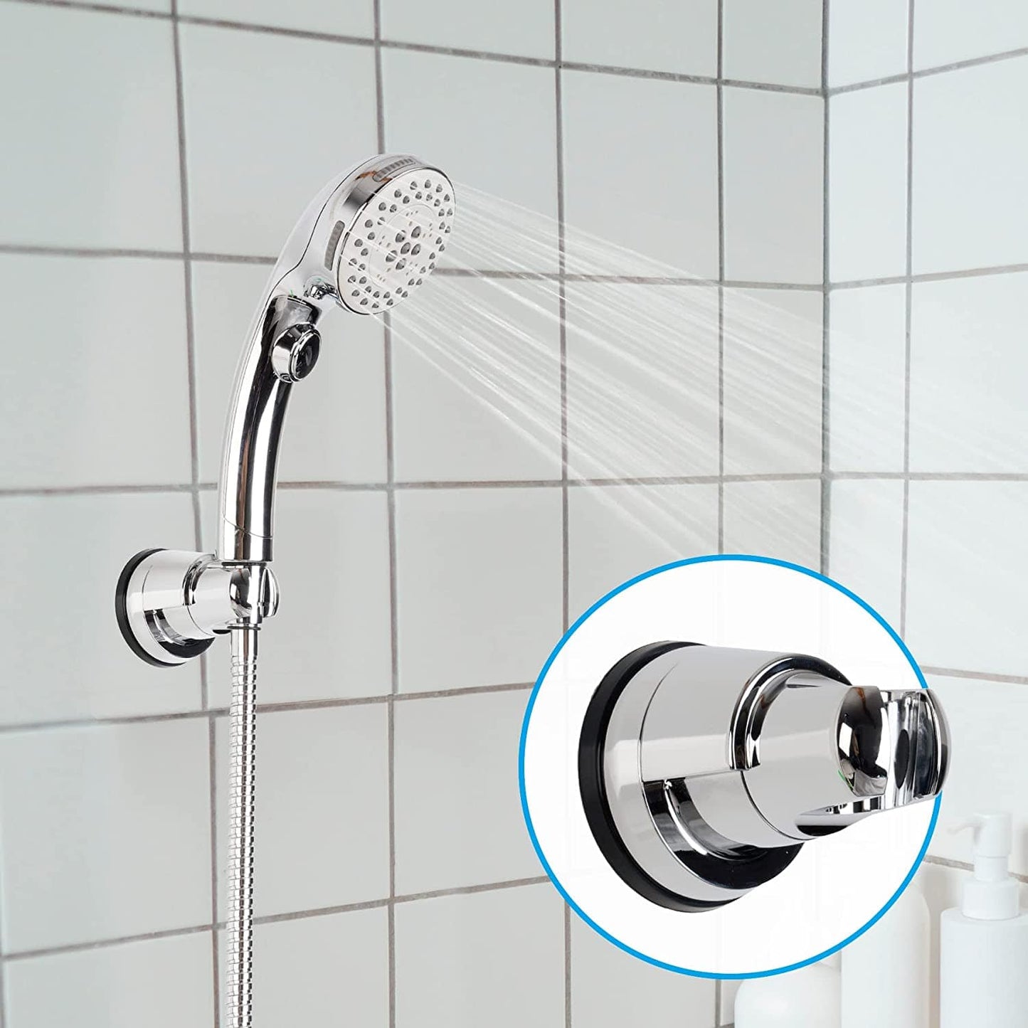 Hibbent 淋浴部件 Hibbent Shower Head Holder Removable Vacuum Suction Cup Shower Holder for Handheld Shower Head