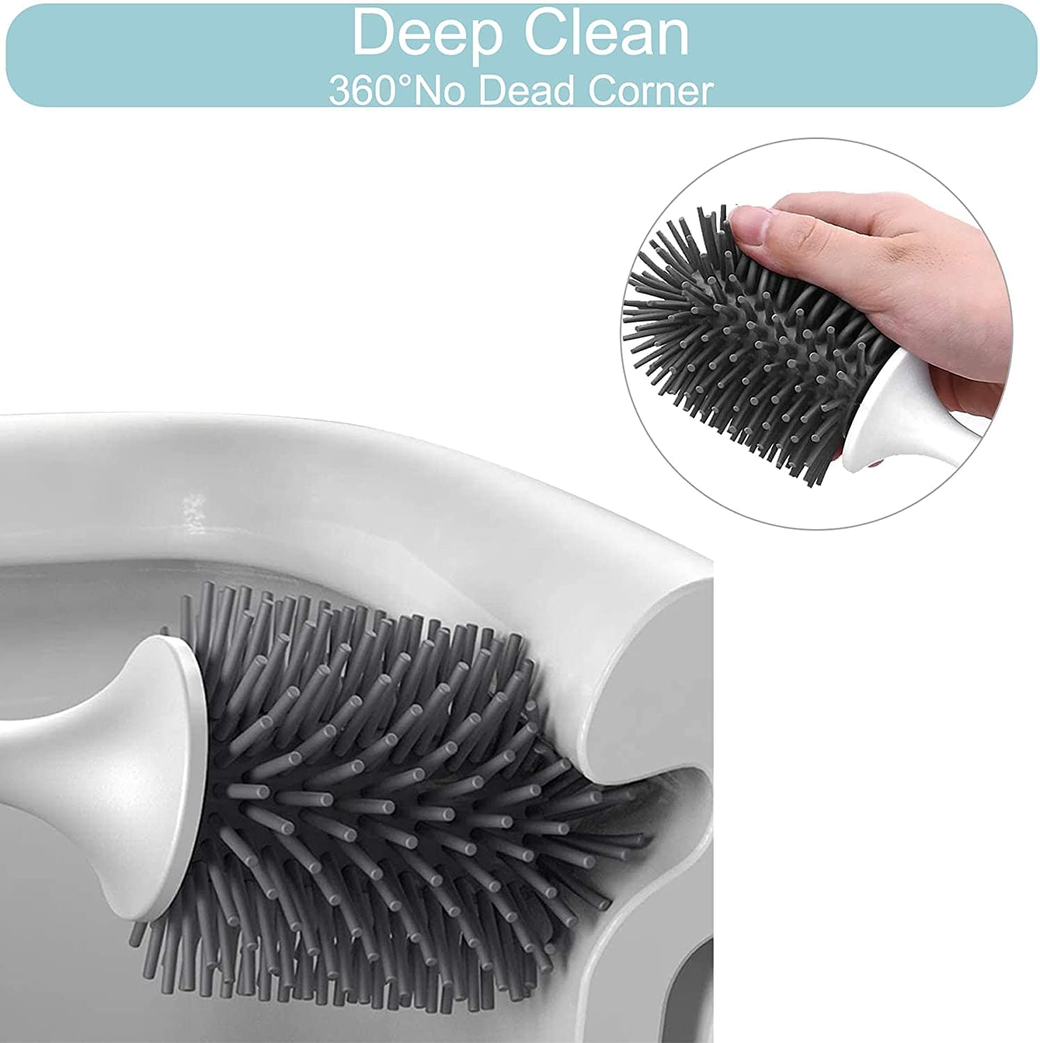 3pcs silicone toilet brushes Cleaning brush set no dead Angle household  bathroom wall hanging toilet slot brushes