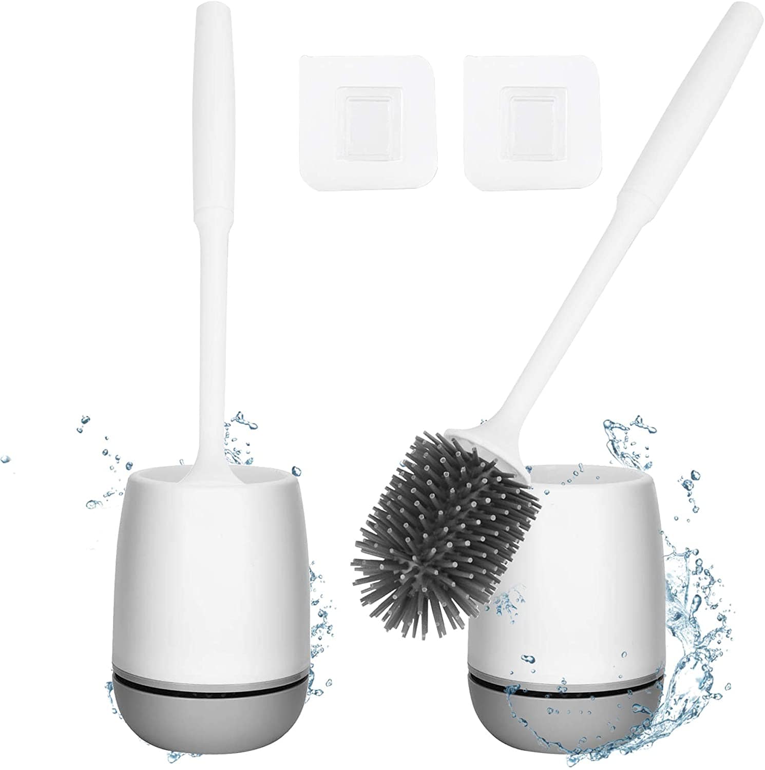 Lefree Silicone Toilet Brush,Household Toilet Bowl Brush and Holder  Set,Toilet Cleaner Brush,Wall Mounted Toilet Scrubber Without Drilling
