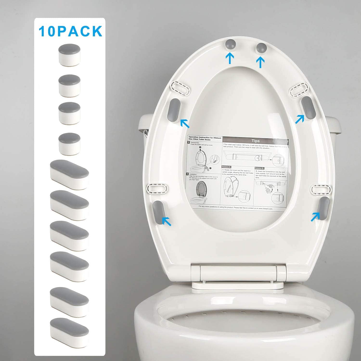Hibbent 马桶/坐便器 Hibbent Toilet Seat Bumpers X 10 Pieces Universal Toilet Seat Buffer Toilet Lid Rubber Bumpers