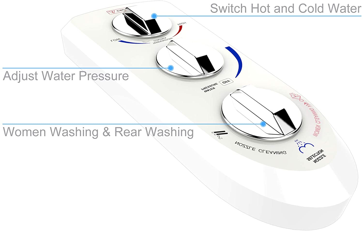 Hibbent Bidet Hibbent Attachable Bidet with Self Cleaning Dual Nozzle Hot and Cold Water Bidet Sprayer - 2000