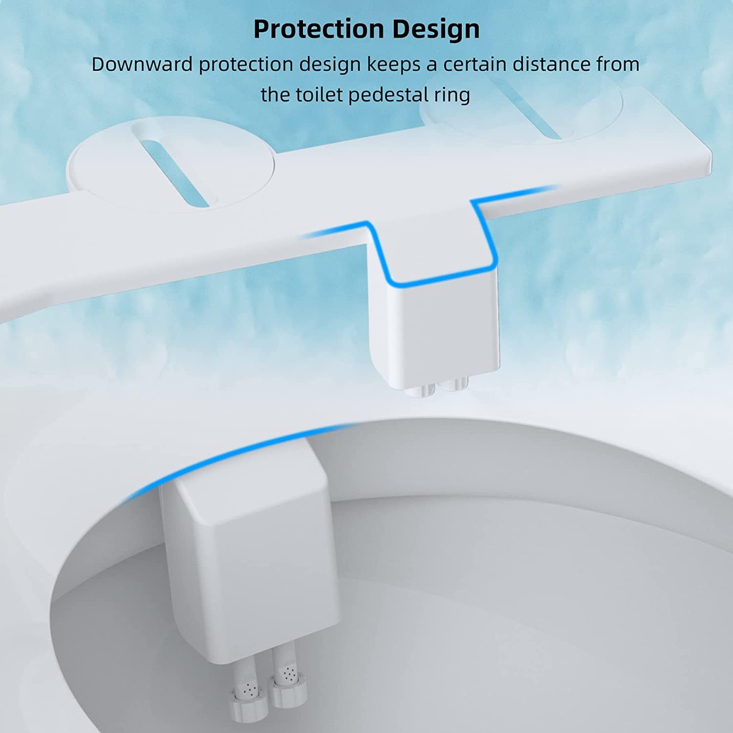 Hibbent Bidet Hibbent Bidet Attachment for Toilet, Non-Electric Dual Nozzle for Frontal & Rear Wash, Adjustable Water Pressure Control, Fresh Water Bidet Toilet Seat, Self Cleaning Water Sprayer,