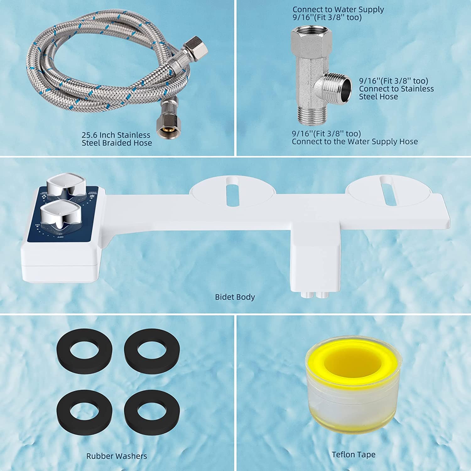Ibenzoa® Niet-elektrisch bidet-opzetstuk met dubbele sproeier en Ibenzoa® Niet-elektrisch bidet-opzetstuk met dubbele sproeier en