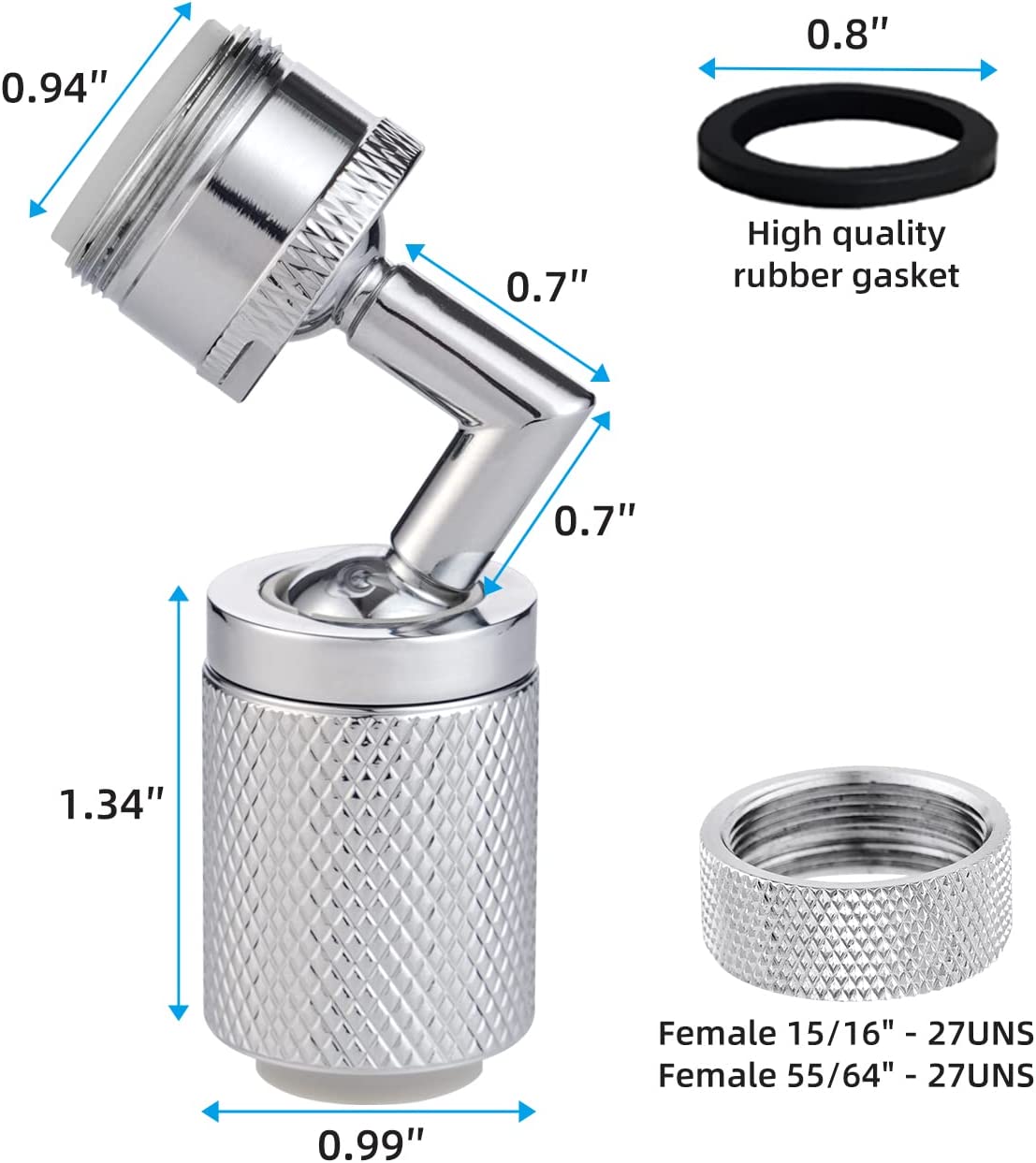 Hibbent Faucet Aerator Hibbent 720° Angle Kitchen Faucet Aerator Bathroom Sink Spray Aerator with Dual Function