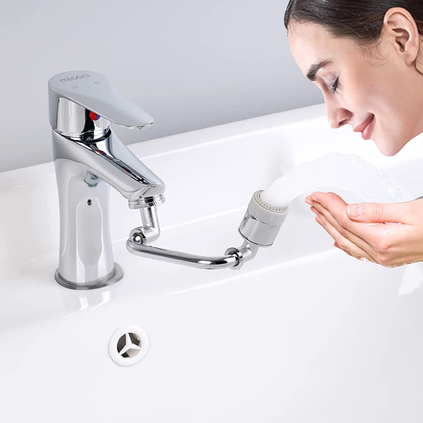 Hibbent Faucet Aerator Pre-Sale Hibbent 1080 Degree Big Angle Swivel Faucet Aerator Dual Function 2-Flow Kitchen Sink Tap Aerator - Chrome