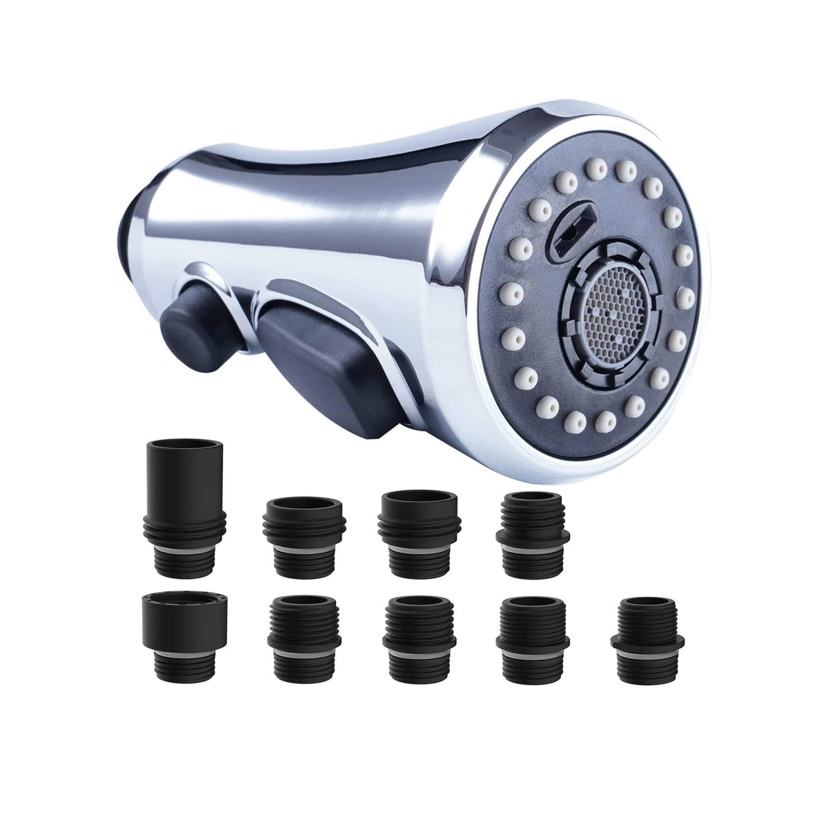 Hibbent Ausziehbarer Küchenarmatur-Kopf Ersatz – 3 Funktionen, Mit 10 Adaptern, ölgeriebene Bronze