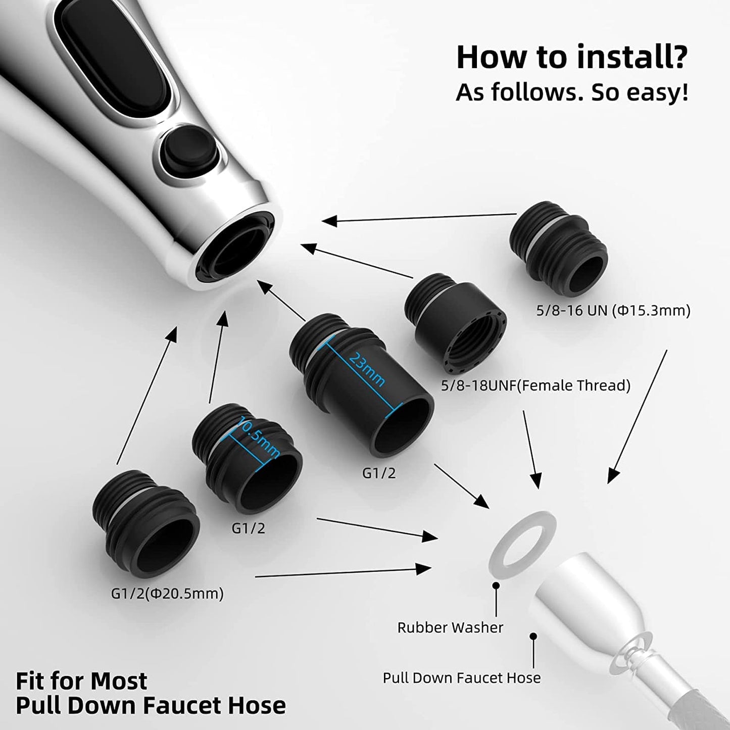 Hibbent Shop Hibbent Pull Down Spray Head for Kitchen Faucet Replacement Compatible with Moen, American Standard, Delta, Kohler Faucet