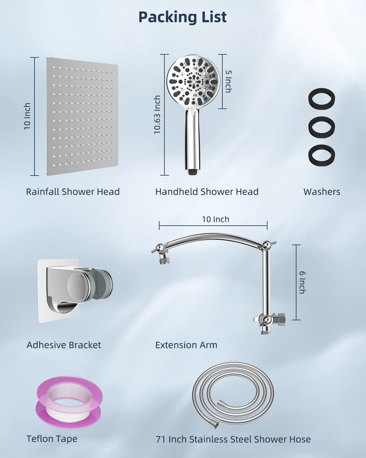 Hibbent Shop Shower Heads Hibbent All Metal Rain Shower Head Combo with Handheld Showerhead Adjustable Extension Arm