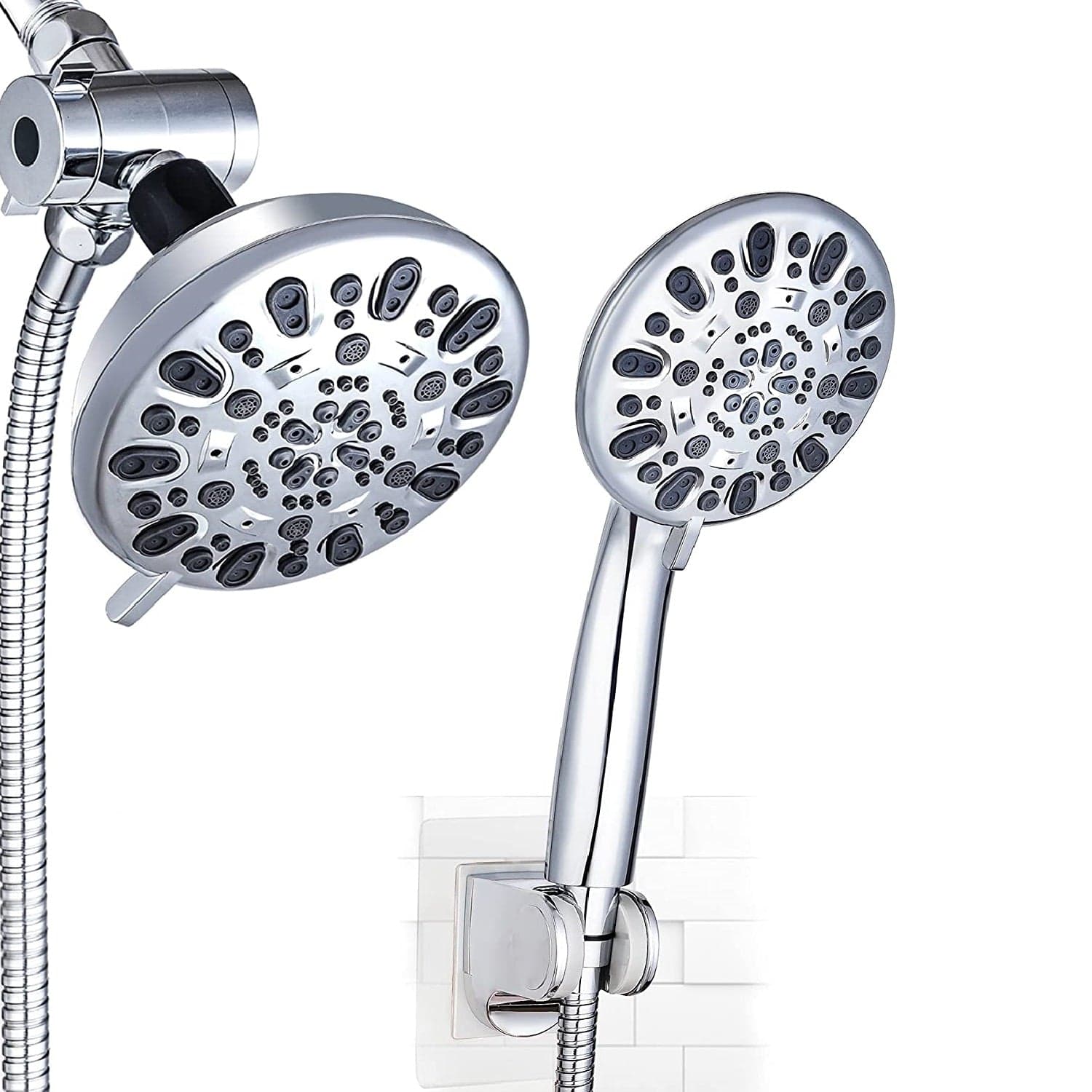 Hibbent Shower Head Hibbent Dual Shower Head with Hose High-Pressure 3-Way Water Diverter Rain Shower Head