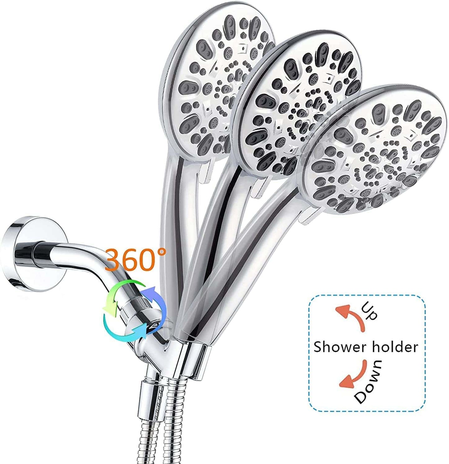 Hibbent Shower Head Hibbent Hand held Shower Head Set 7-Spray High Pressure Shower Head with Hose