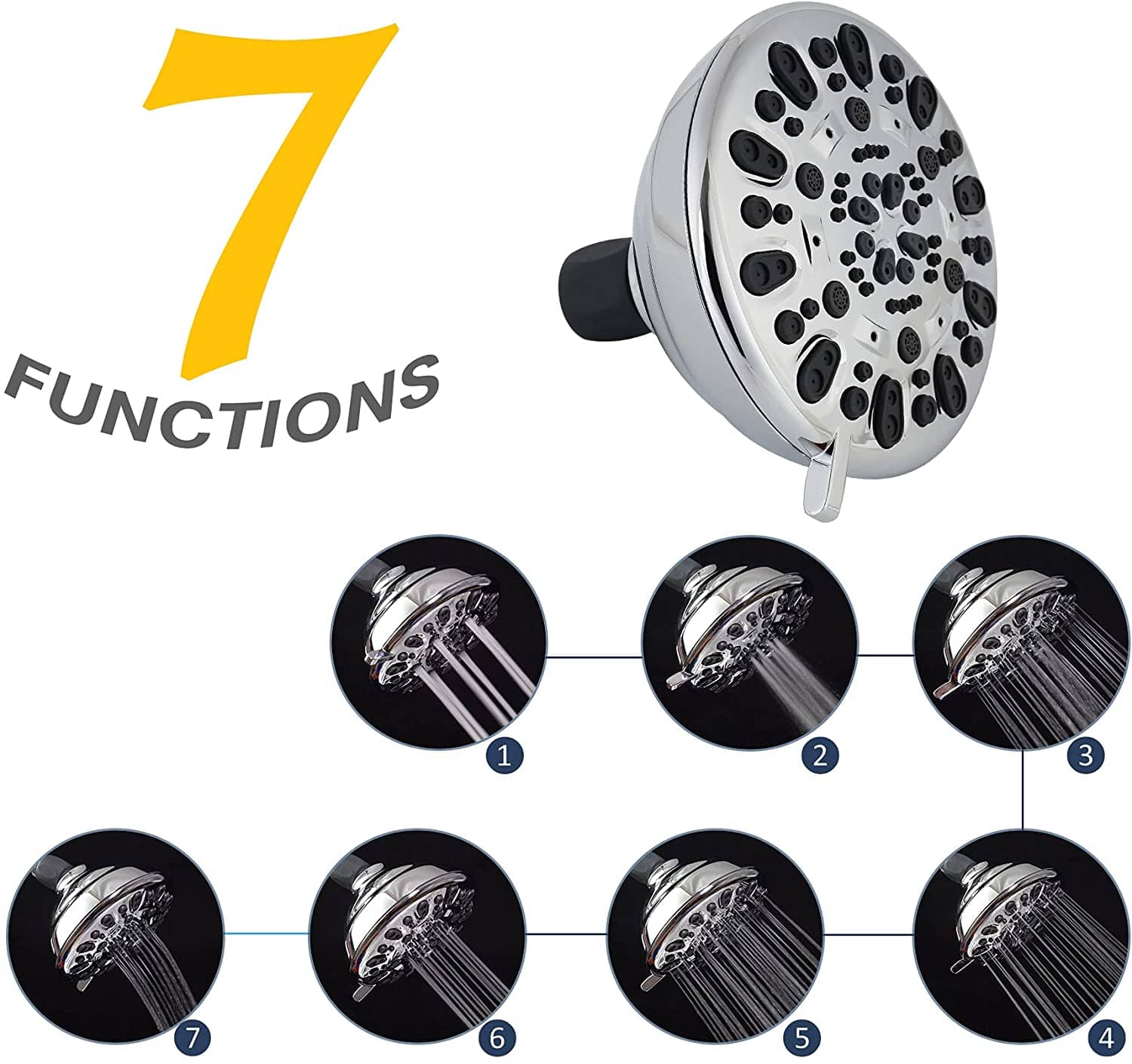 Hibbent Shower Head Hibbent Shower Head High Pressure High Flow 7-modes Shower Heads Replacement